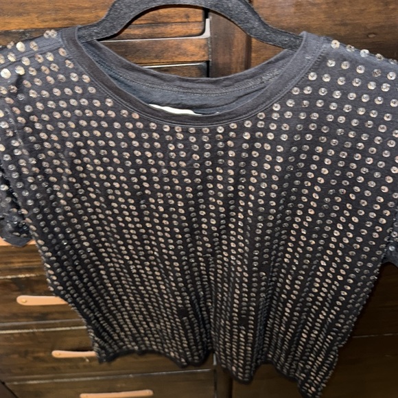 Diane Von, Furstenberg, unisex sequin and beads T-shirt in black and silver - Picture 6 of 12